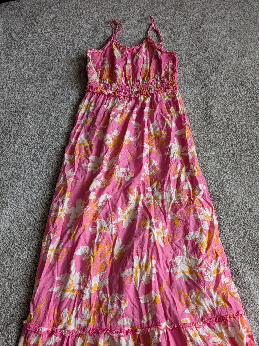 🌼B2G1🌼 Jessica Simpson Pink Floral Maxi Dress with White & Yellow Blooms NWOT